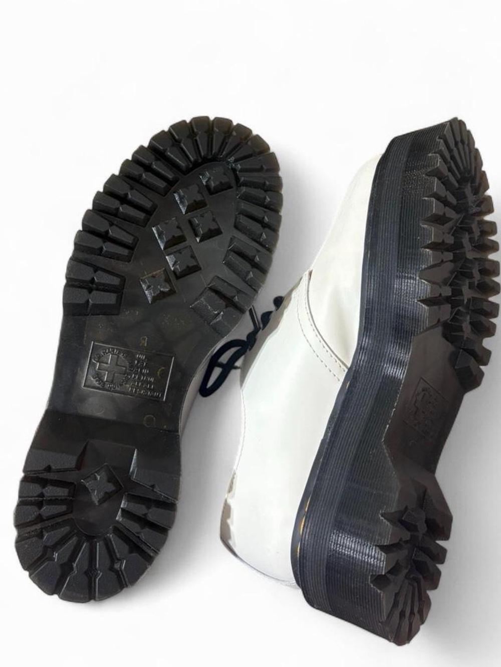 Dr. Martens White Leather Platform Derby with Black Laces - Picture 5 of 6